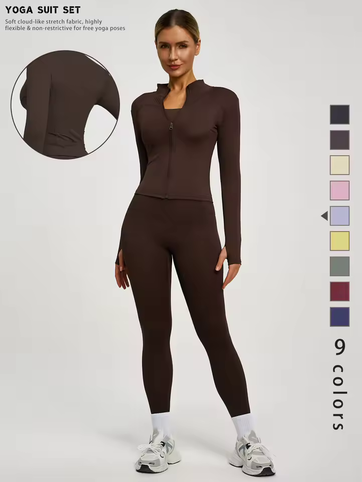 FitFemme Yoga Suit — Coffee Brown